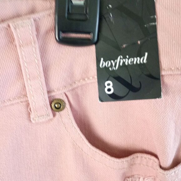 New York & Co Pink Distressed Boyfriend Jeans NWT Stretch women size 8 - Picture 6 of 9